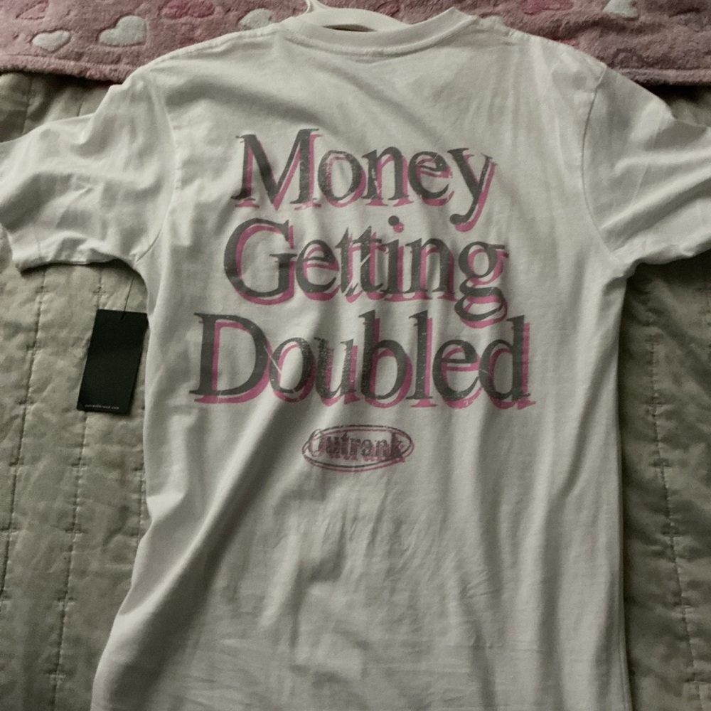 White Graphic Tee with Pink Accents
